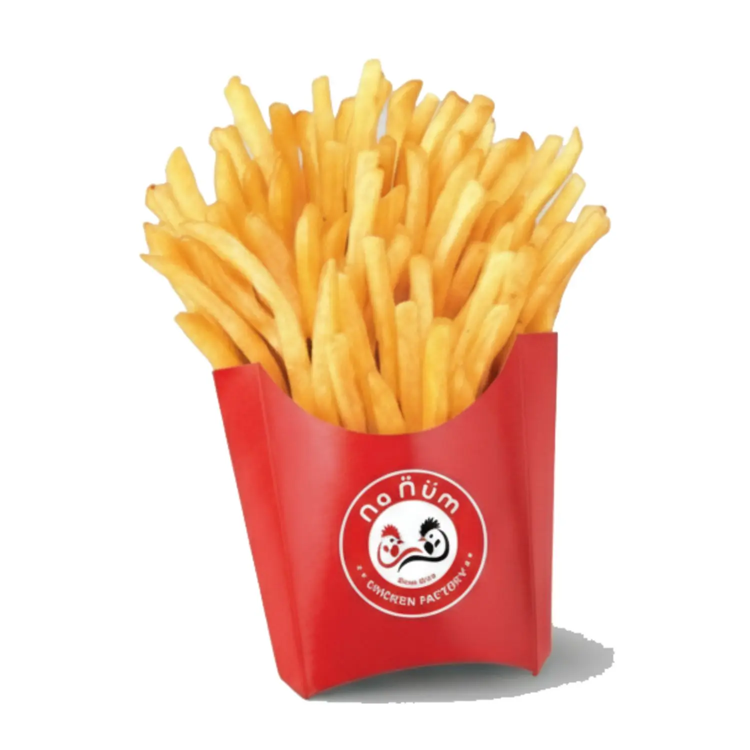 Golden crispy French fries served in branded red container at Chicken Factory, a Fast - Food Restaurant in Riverdale