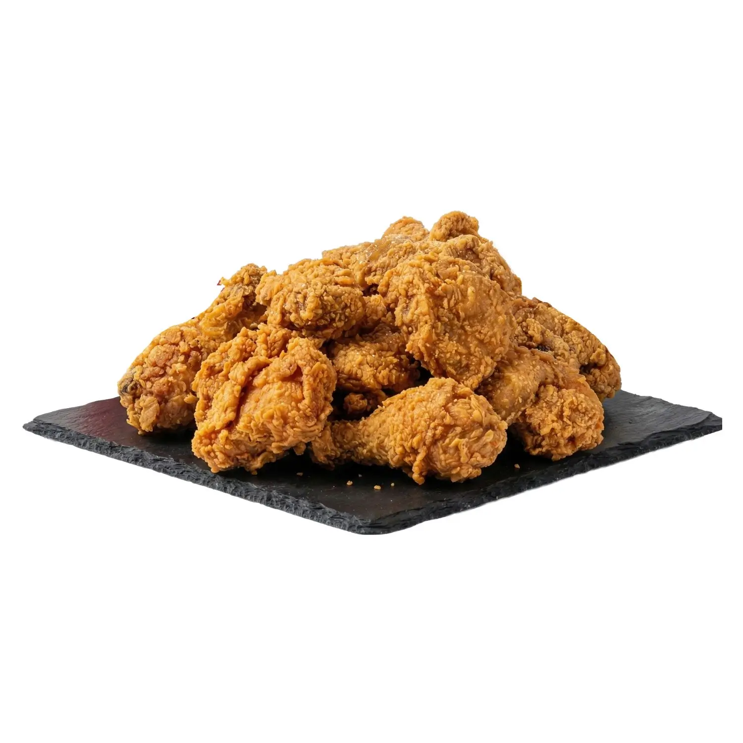 Crispy fried chicken pieces served on black slate plate at Chicken Factory, a Fast - Food Restaurant in Riverdale